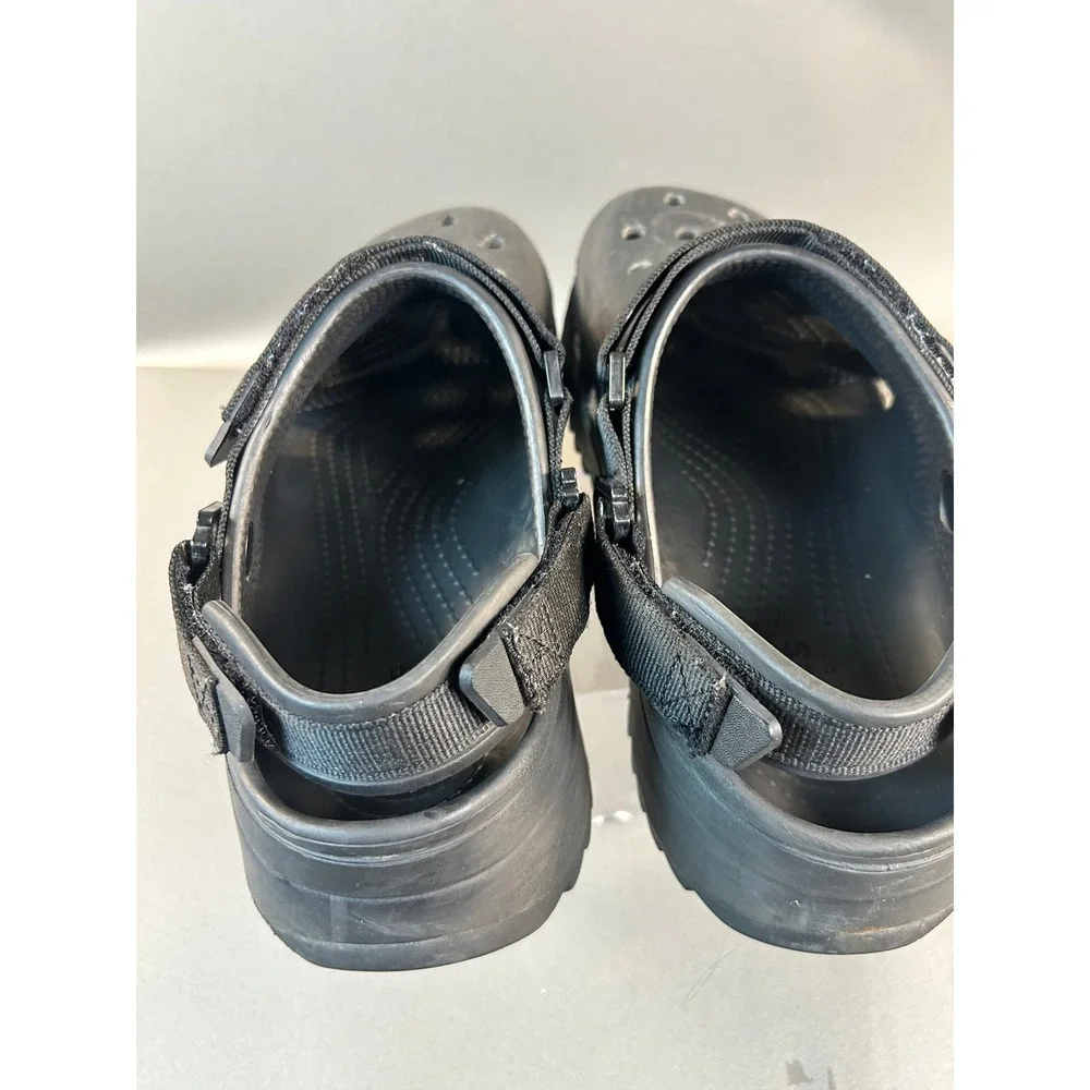 Crocs Classic Hiker Clog Black Platform Adjustable Strap Sandals Mens 8 Women 10